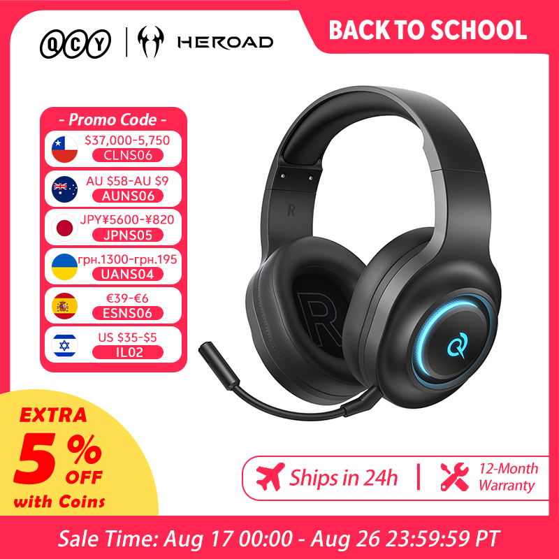 Gaming Headset Rgb - Auriculares para Juegos QCY Heroad V200