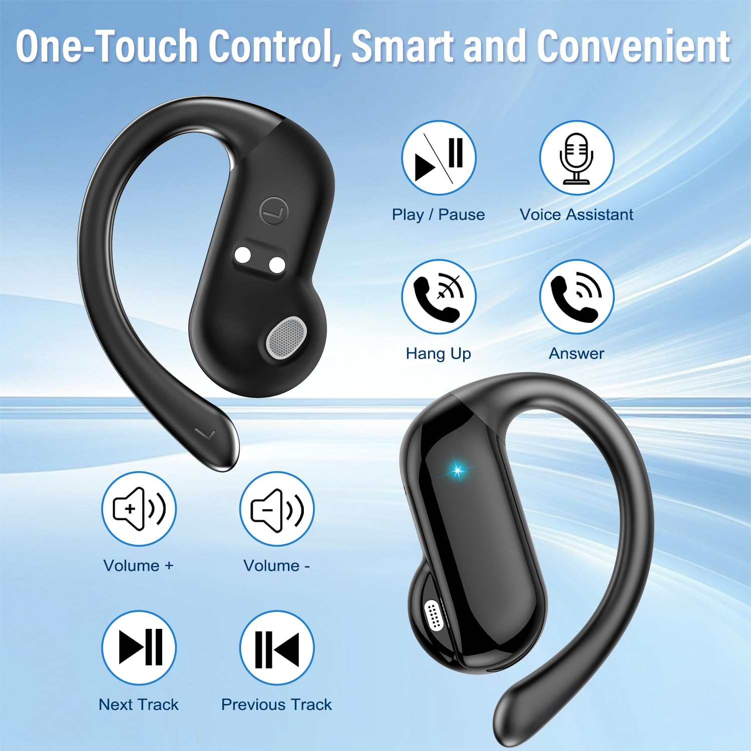 Sports Earphone Hook - Auriculares Inalámbricos Bluetooth 5.4 de Diseño